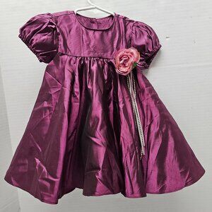 Baby Infant Girls Plum Pudding Burgundy Short Sleeve Beautiful Dress 18 month